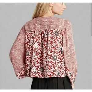 Free People Sheila's Floral Kimono Lace Tie Open Blouse